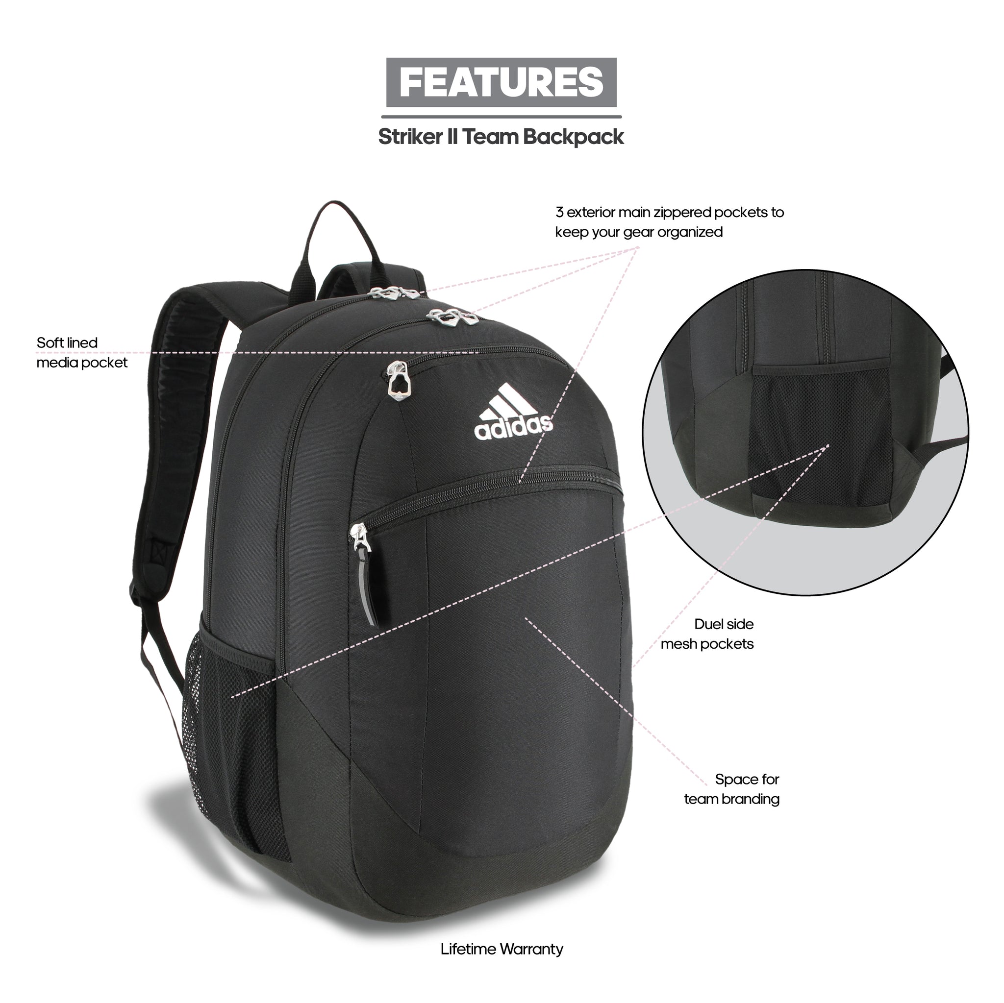 adidas striker ii backpack black